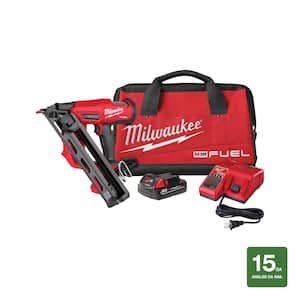 M18 FUEL 18-Volt Lithium-Ion Brushless Cordless Gen II 15-Gauge Angled Finish Nailer Kit with 2.0Ah Battery and Charger