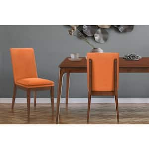 New Classic Furniture Maggie Brown Solid Wood Side Chair with Orange Polyester Seat (Set of 2)