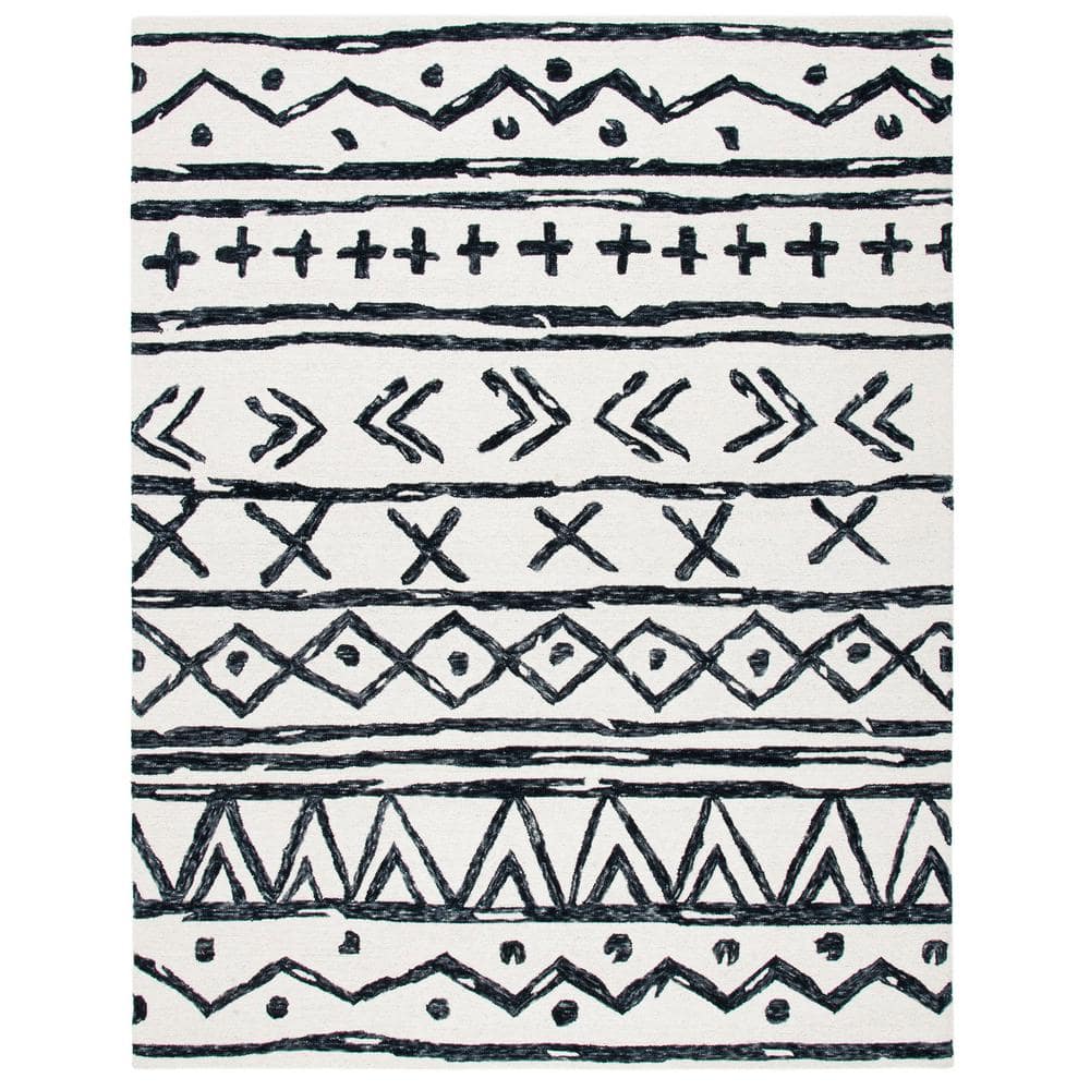 Black Hand-Tufted Wool 8' x 10' Rectangular Area Rug