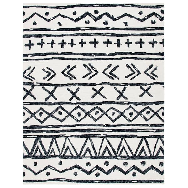 SAFAVIEH Metro Black/Ivory 8 ft. x 10 ft. Geometric Aztec Area Rug