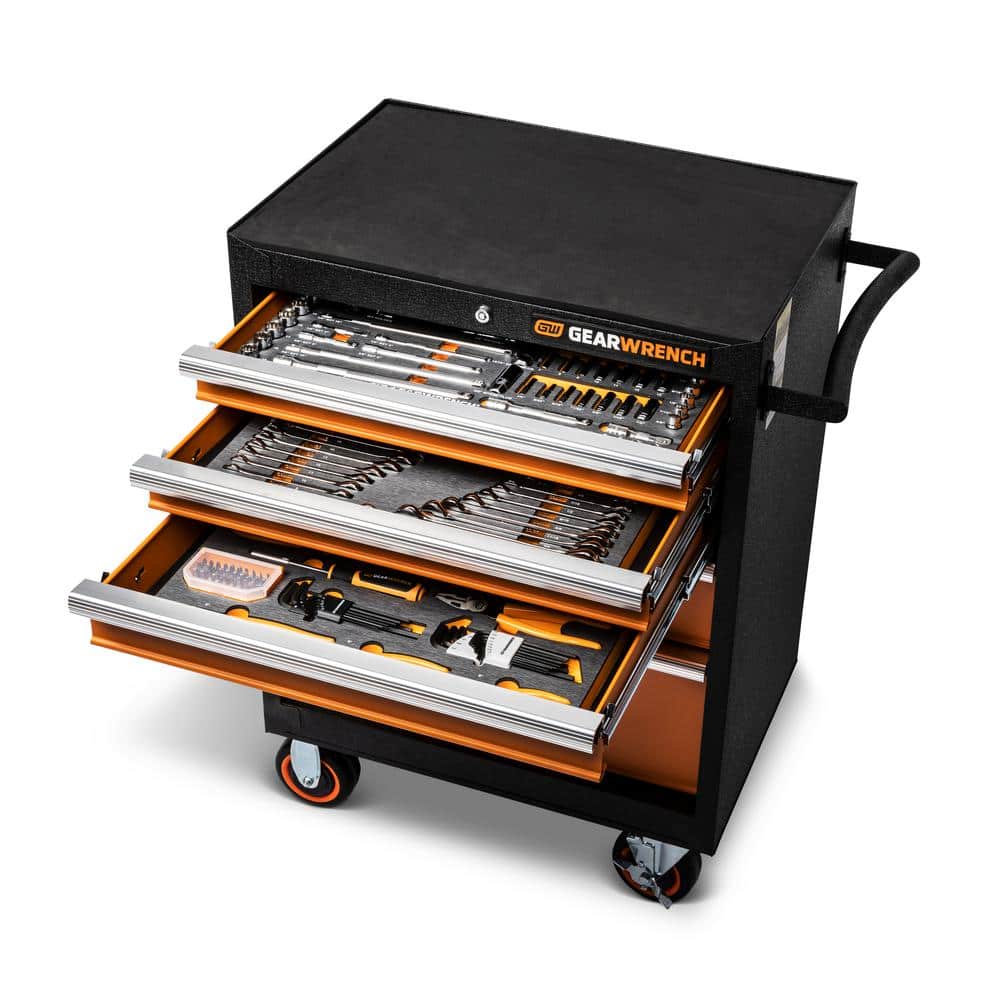 26" GSX Series 5-Drawer Steel Rolling Tool Cabinet with Aluminum Handles