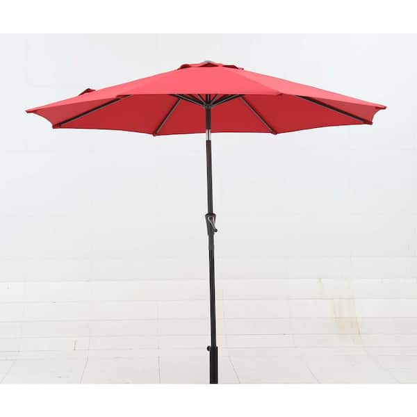 Zeus & Ruta 9 ft. Push-Up Patio Umbrella in Red wq-236 - The Home Depot