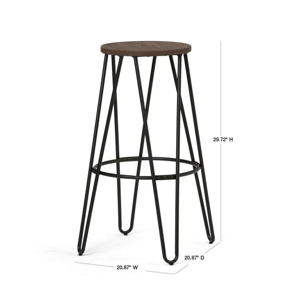 Cocoa Brown and Black 30" Industrial Metal and Wood Bar Stool
