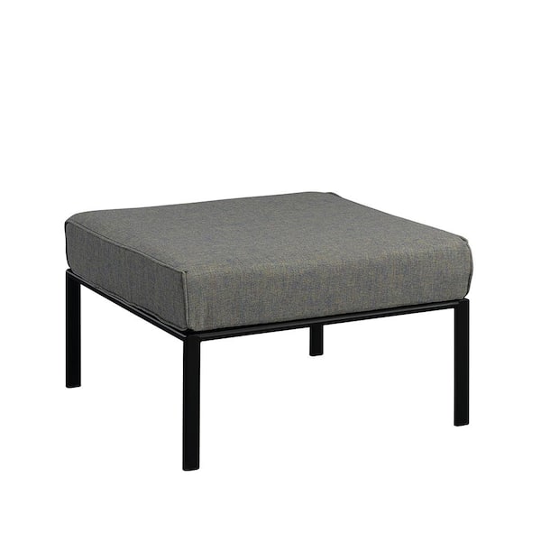 Acme Furniture Rajni Gray Fabric and Black Finish metal Outdoor ottoman