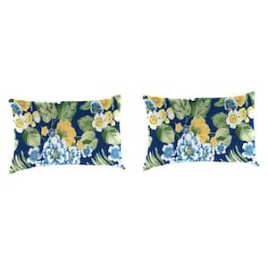 18 in. L x 12 in. W x 4 in. T Binessa Lapis Outdoor Lumbar Throw Pillow (2-Pack)