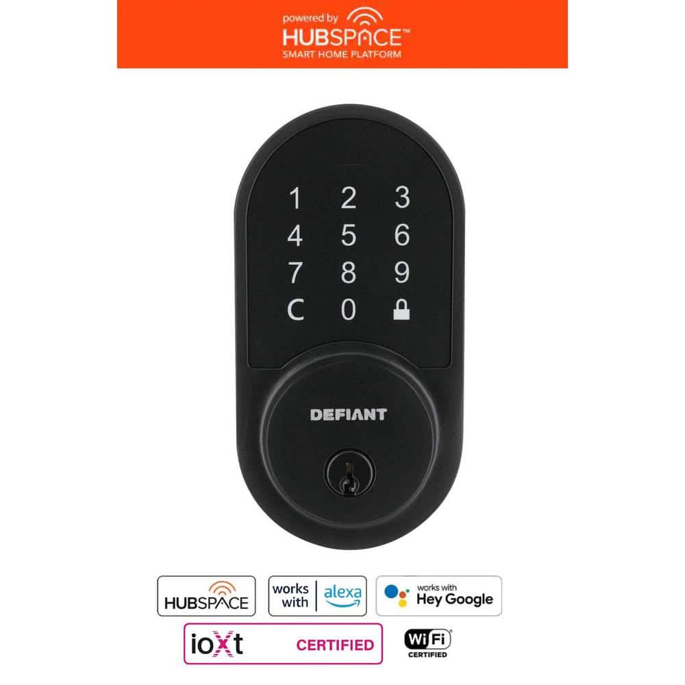 Round Matte Black Electronic Single Cylinder Deadbolt Wi-Fi Enabled Powered