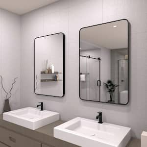 24 in. W x 36 in. H Rectangular Framed Wall Bathroom Vanity Mirror in Matte Black