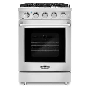 24 in. 3.73 cu. ft. Commercial-Style Gas Range with Single Convection Oven in Stainless Steel