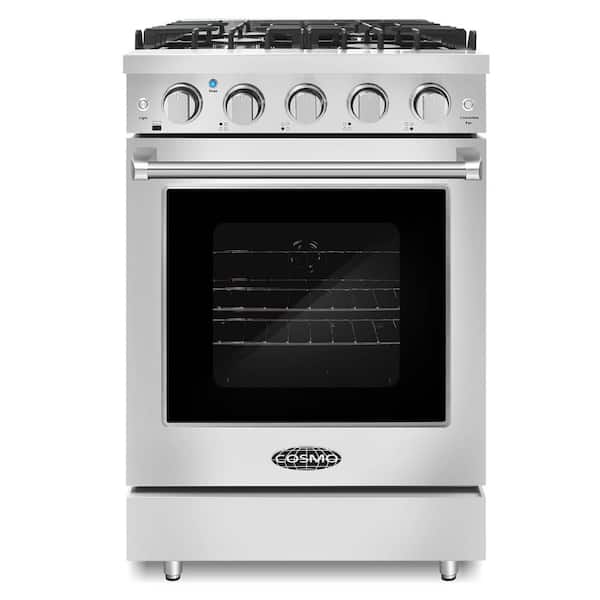 Cosmo 24 in. 3.73 cu. ft. Commercial-Style Gas Range with Single Convection Oven in Stainless Steel