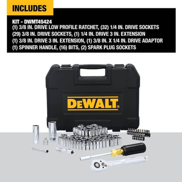 1/4 in. and 3/8 in. Drive SAE and Metric Mechanics Tool Set (84-Piece) with Carrier Included