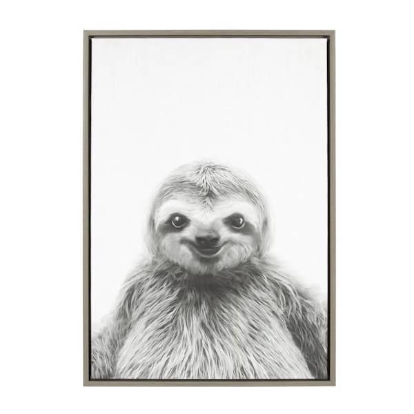 33 in. x 23 in. "Sloth" by Tai Prints Framed Canvas Wall Art
