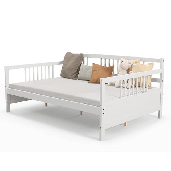 Costway Full Size Daybed Frame Solid Wood Sofa Bed for Living Room