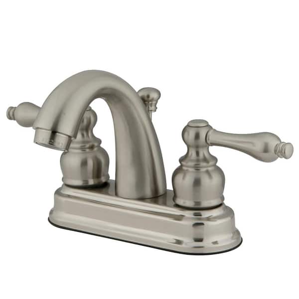 Kingston Brass Restoration 4 in. Centerset Double Handle Bathroom Faucet in Brushed Nickel