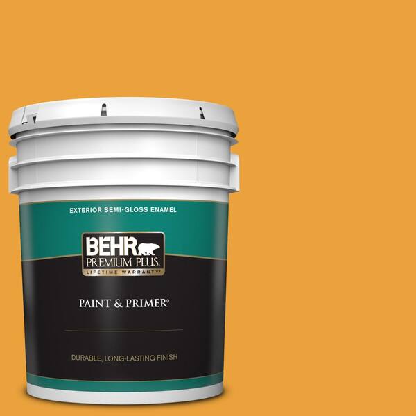 BEHR PREMIUM PLUS 5 gal. Home Decorators Collection #HDC-FL14-5 Gilded Leaves Semi-Gloss Enamel Exterior Paint & Primer