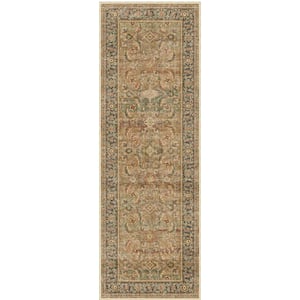 Tehran Brown 2 ft. x 6 ft. Vintage Perris All Over Design Area Rug