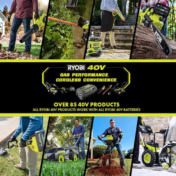 Ryobi 40V 10 gal. Cordless Wet/Dry Vacuum Kit with 40V 4.0 Ah Battery, 40V Charger, and Replacement Hose, Greens