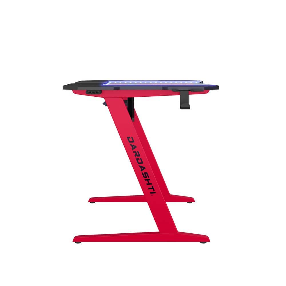 Ruby Red 48'' Tempered Glass Gaming Desk with USB & Headphone Hook
