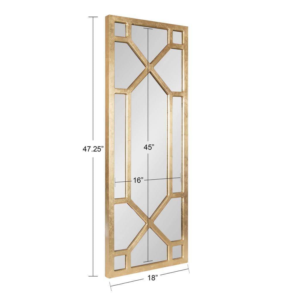 Vanderford Gold Leaf Full-Length Rectangular Wooden Wall Mirror