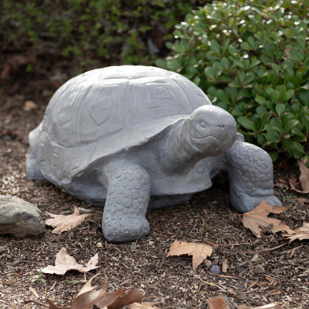 30.3" Light Grey Polystone Turtle Garden Statue
