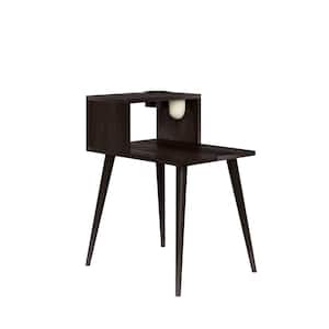 Freemont Dark Brown Mid Century Modern Wood End Table with Shelf