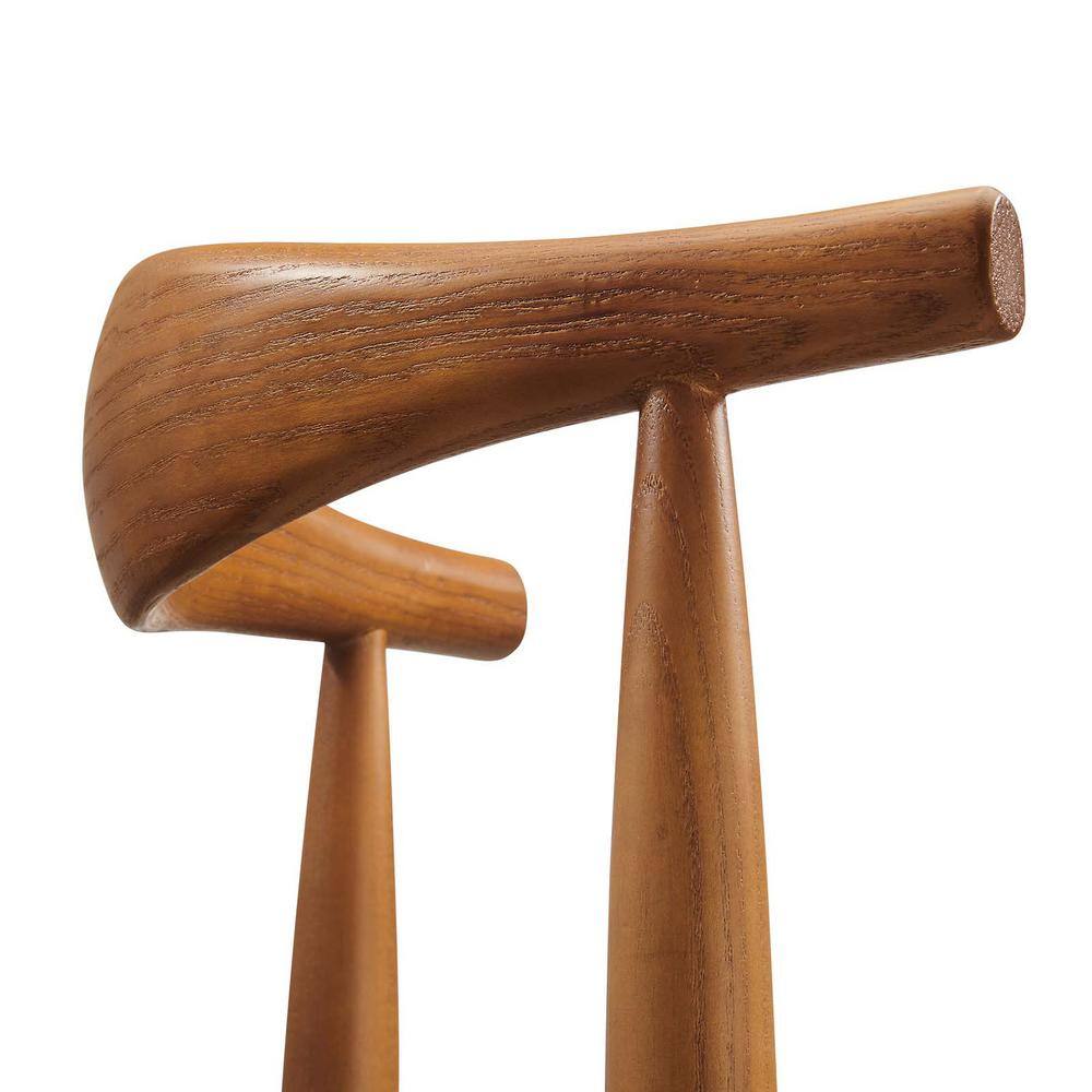 Mid-Century Curved Black Faux Leather and Wood Side Chair