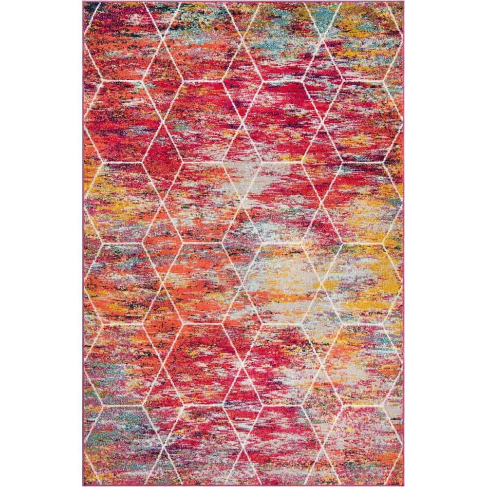 Trellis Frieze Geometric Multi 6 ft. x 9 ft. Area Rug price history on PriceWatchPro