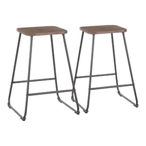 Zac 24 in. Industrial Wood and Metal Counter Stool (Set of 2)