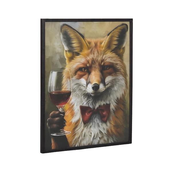Kate and Laurel Gallery Traditional Fox Wine Tasting by The Creative Bunch Studio Black Framed Art Print 16 in. x 20 in.
