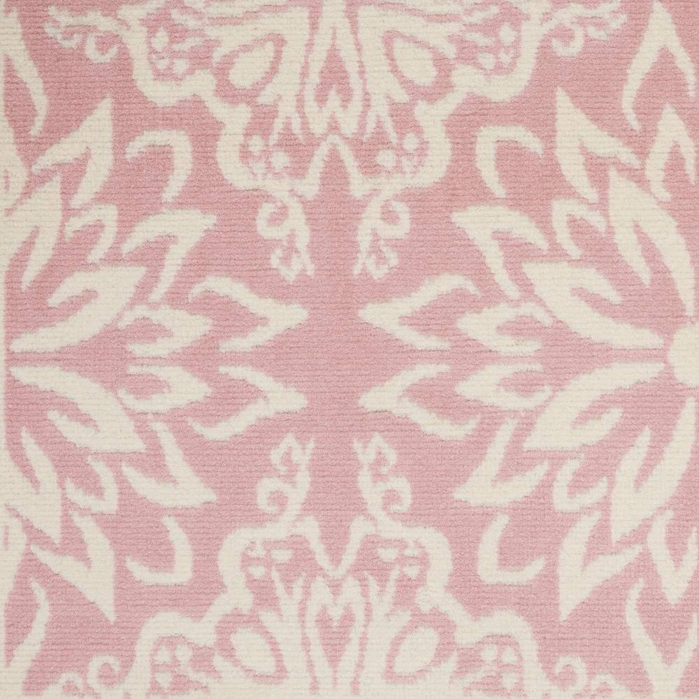 Ivory and Pink Floral Synthetic 4' x 6' Area Rug