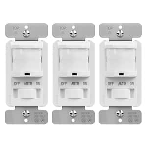 1.25 Amp Single Pole Motion Sensor Slider Switch, No Neutral Required, White (3-Pack)
