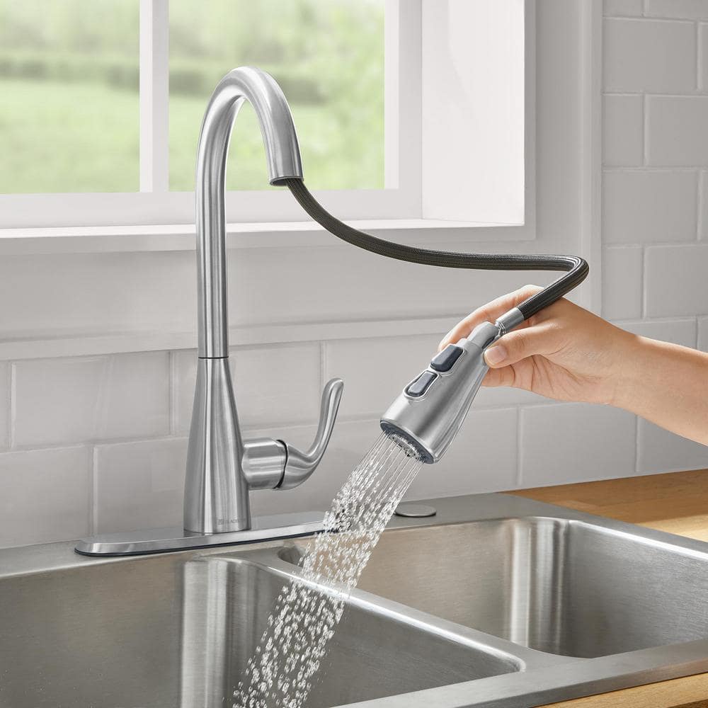 Stainless Steel Single-Handle Pull-Down Kitchen Faucet with Spray