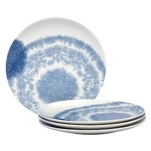 Aozora Blue/White Porcelain Coupe Dinner Plates (Set of 4) 11 in.