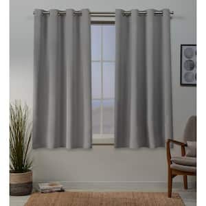 Veridian Grey Sateen Solid 52 in. W x 63 in. L Noise Cancelling Thermal Grommet Blackout Curtain (Set of 2)