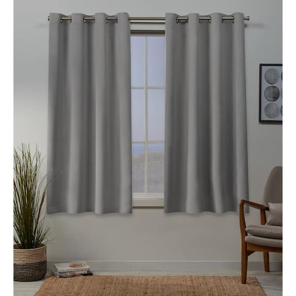 52 X 63 Inch Blackout Polyester Curtains with Grommets Grayish White - 2  Panels