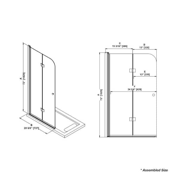 Sally 6mm Triple 3 Panel Glass Sliding Shower Door with Stainless