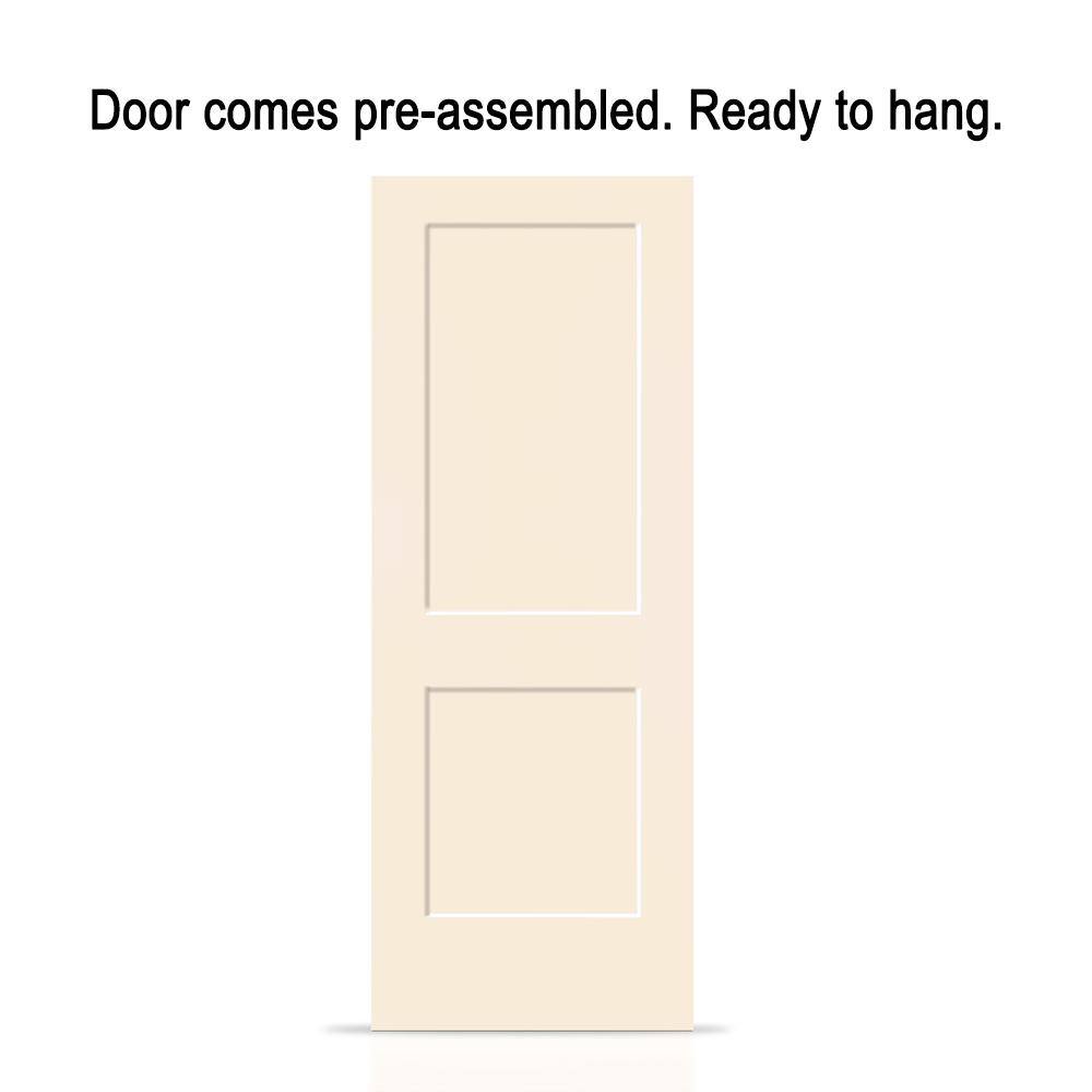 Beige Solid Core MDF Barn Door Kit with Matte Black Hardware