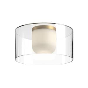 Birch 12 in. 1 Light 13-Watt Brushed Gold/Clear Integrated LED Flush Mount