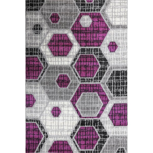 L'Baiet Amoura Purple Geometric 8 ft. x 10 ft. Area Rug