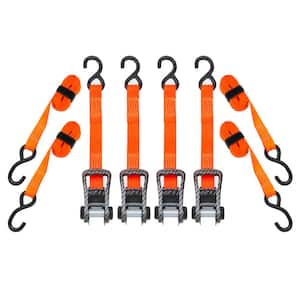 14 ft. Orange CarbonX Ratchet Tie Down Straps with 1,000 lb. Safe Work Load - 4 pack