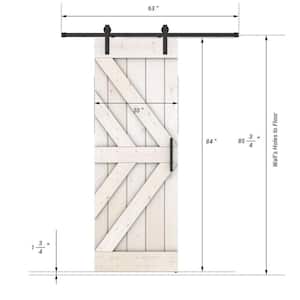 Double KR Series 30 in. x 84 in. Fully Set Up White Finished Pine Wood Sliding Barn Door With Hardware Kit