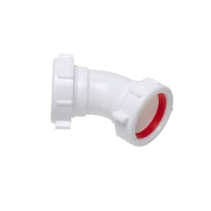 1-1/2 in. White 45° Plastic Double Slip-Joint Sink Drain Elbow Pipe