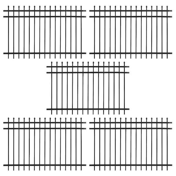 4 ft. x 6 ft. Heavy-Duty Steel Spaced Bar Pointed Pinnacle Metal Fence Panel (Pack of 5)
