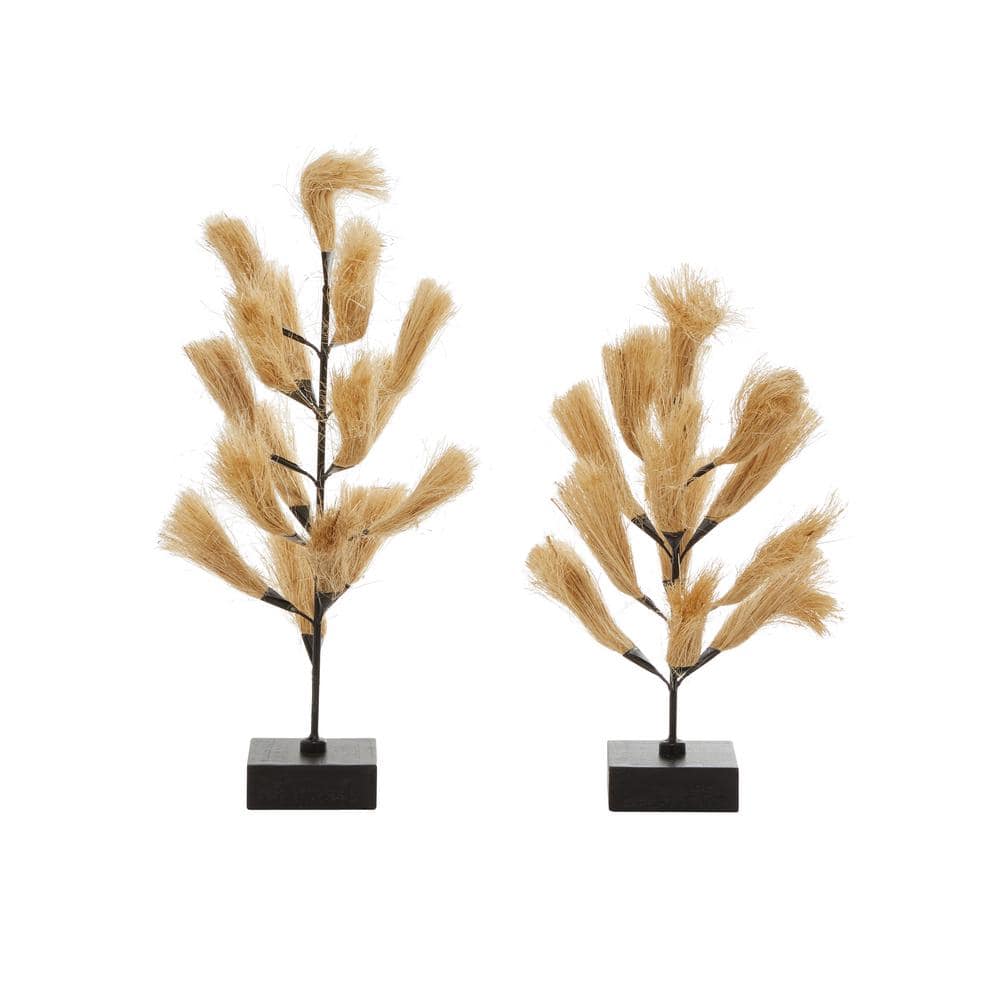 Natural Willow Grass Wood and Metal Sculpture Set