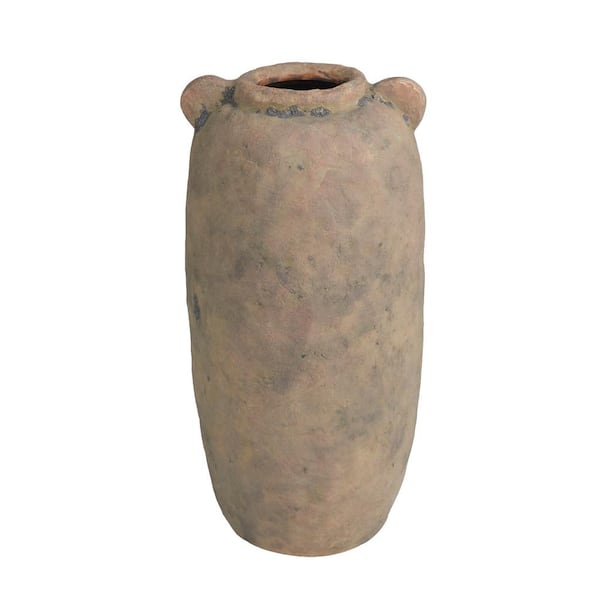 Litton Lane 16 in. Brown Distressed Terracotta Ceramic Decorative Vase