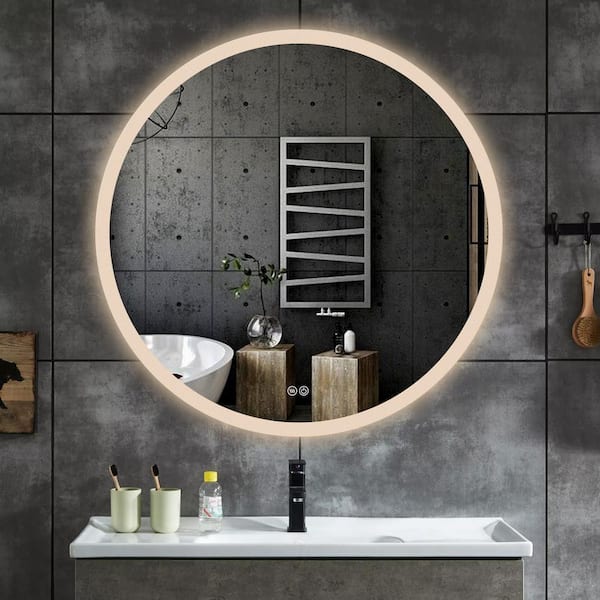 Pexfix 30 In X Mordern Led Round Mirror Vanity With Light Dimmable Unframed Anti Fog Circle Wall Szus M76y N S571 The Home Depot - Vanity Wall Mirror With Lights Uk