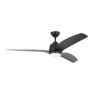Avila Coastal 60 in. Indoor/Outdoor Midnight Black Ceiling Fan with Integrated LED-Light Kit and Remote Included