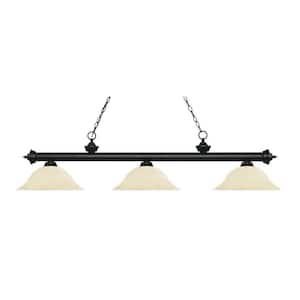 Riviera 3-Light Matte Black With Golden Mottle Glass Shade Billiard Light With No Bulbs Included