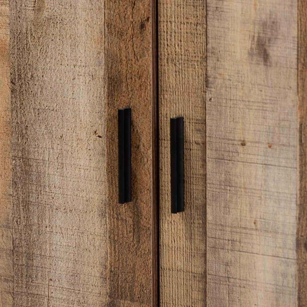 Rustic Brown Wood 3-Door Shoe Cabinet with Metal Accents
