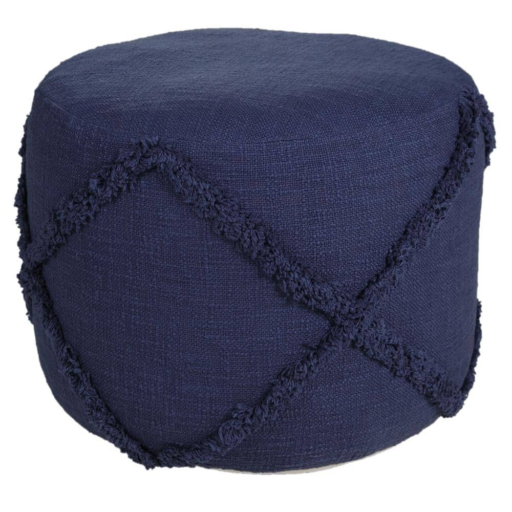 Solid Navy Blue Cotton 18 in. x 18 in. x 14 in. Textured Decorative Diamond
