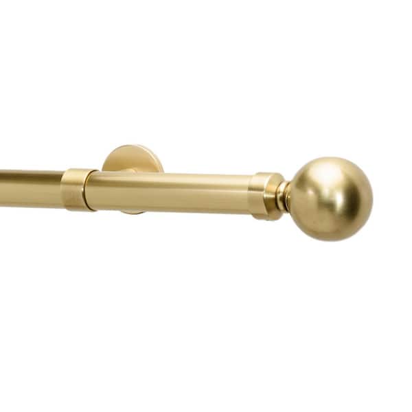 Art Decor Metro 60 in. Ball 28 Non-Telescoping Single Window Curtain Rod in Vintage Brass